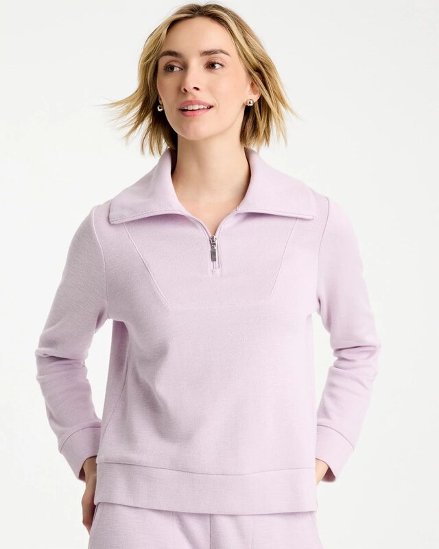 Zenergy Beach Slub Half-Zip Pullover Top - image 1